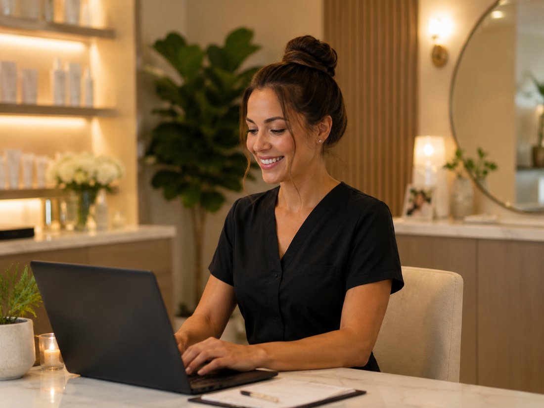 Business owner reviewing local marketing