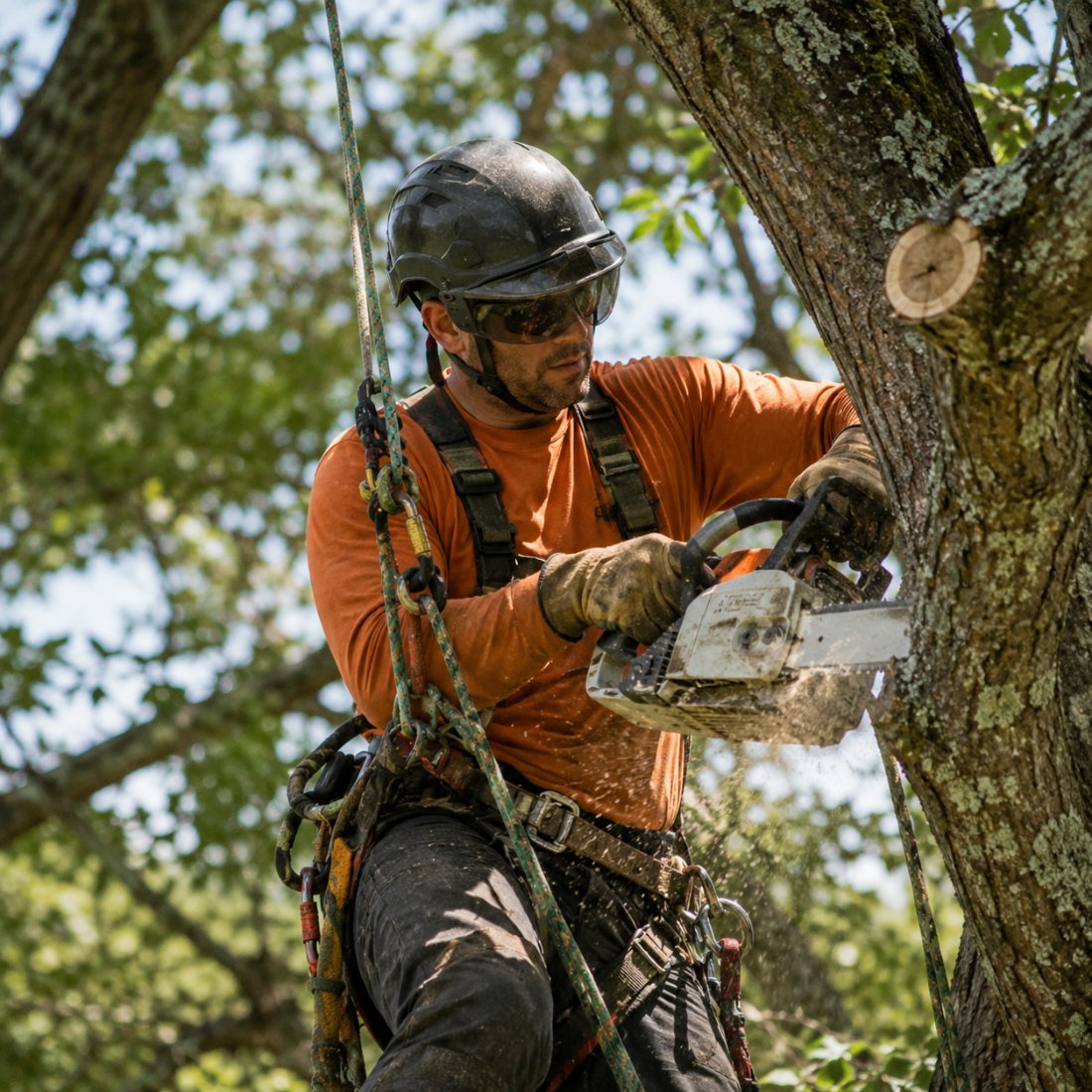 Local tree service crew